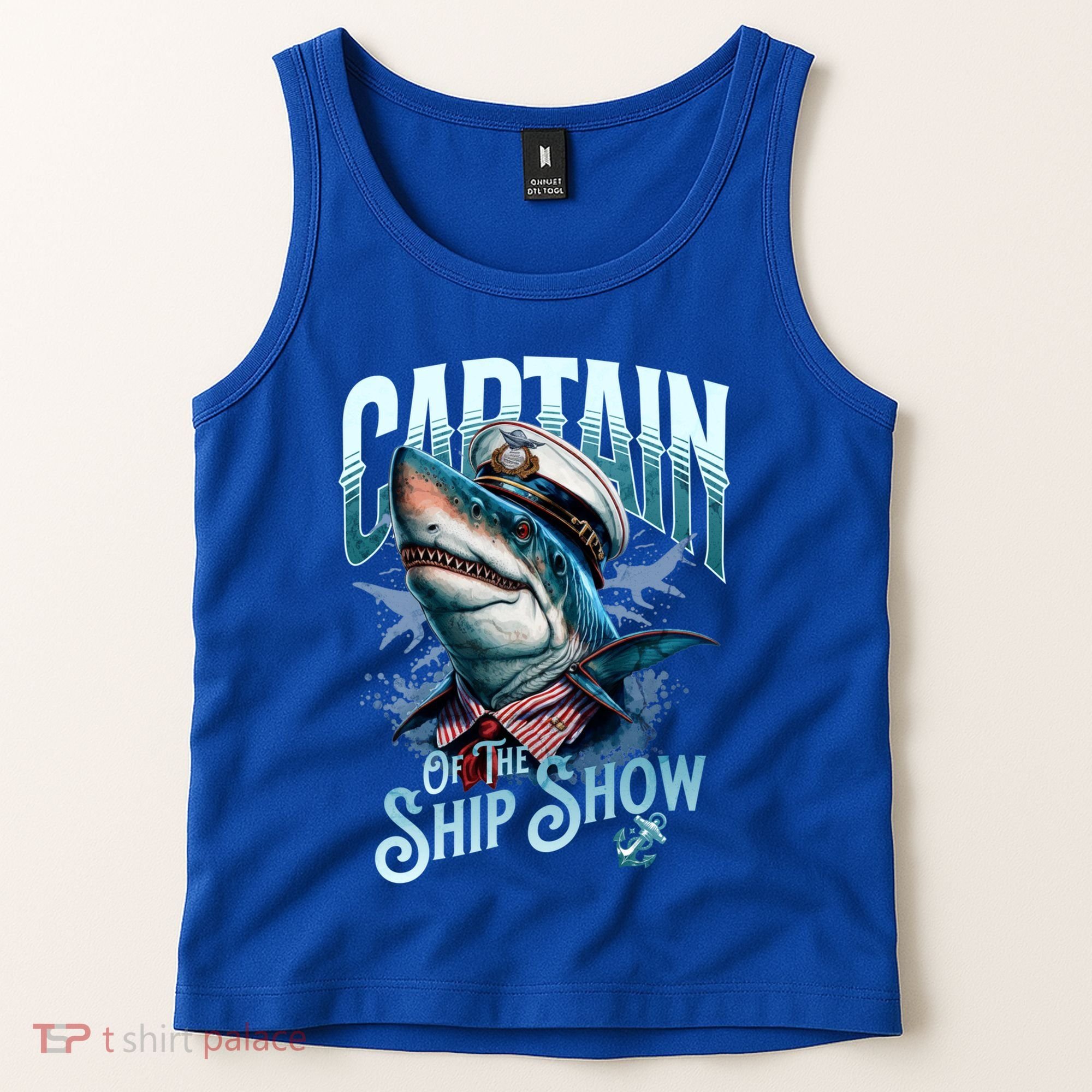 Funny Pontoon Captain Motor Boat Dad Shark Graphic Gift Tank Top