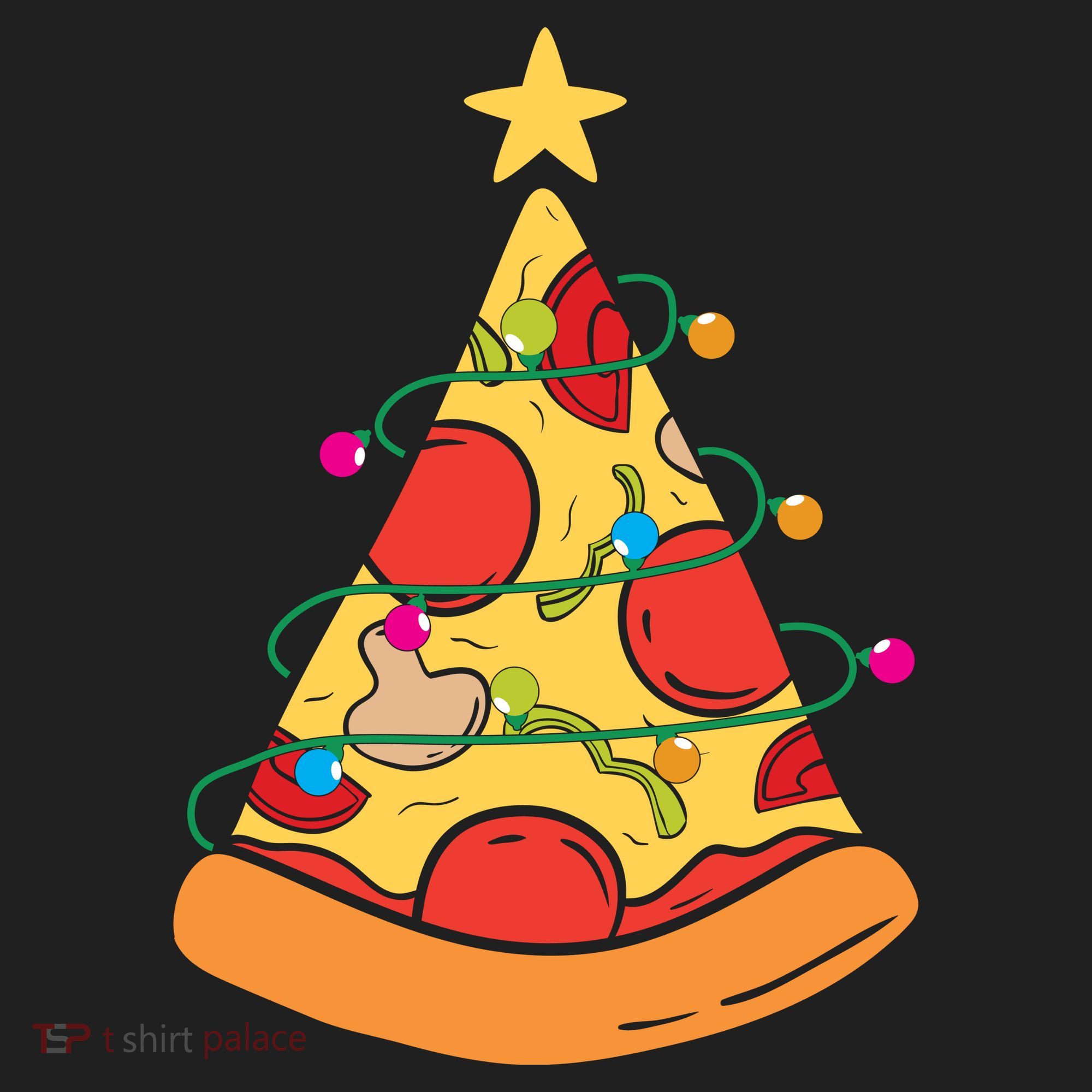 Funny Pizza Christmas Tree Lights Funny Xmas Women's Sweatshirt