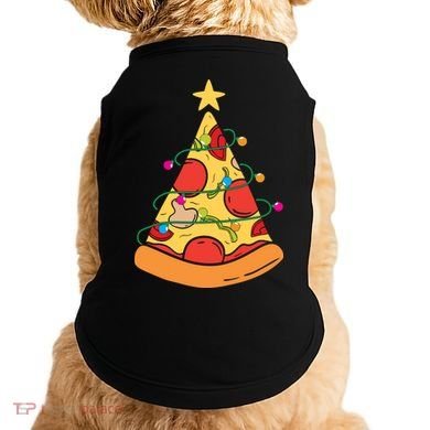Funny Pizza Christmas Tree Lights Funny Xmas Doggie Tank