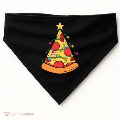 Funny Pizza Christmas Tree Lights Funny Xmas USA-Made Doggie Bandana