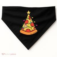 Funny Pizza Christmas Tree Lights Funny Xmas USA-Made Doggie Bandana thumb 0