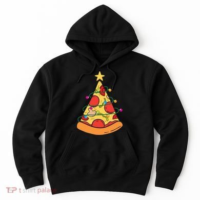 Funny Pizza Christmas Tree Lights Funny Xmas Hoodie