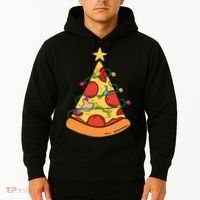 Funny Pizza Christmas Tree Lights Funny Xmas Hoodie thumb 2