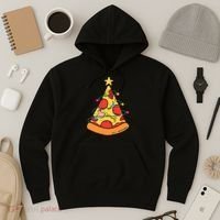 Funny Pizza Christmas Tree Lights Funny Xmas Hoodie thumb 3