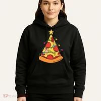 Funny Pizza Christmas Tree Lights Funny Xmas Hoodie thumb 5