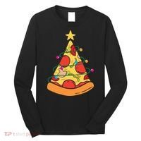 Funny Pizza Christmas Tree Lights Funny Xmas Long Sleeve Shirt thumb 0
