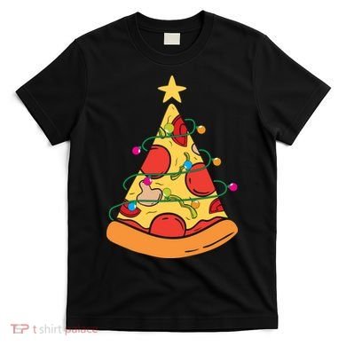Funny Pizza Christmas Tree Lights Funny Xmas T-Shirt