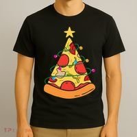 Funny Pizza Christmas Tree Lights Funny Xmas T-Shirt thumb 3