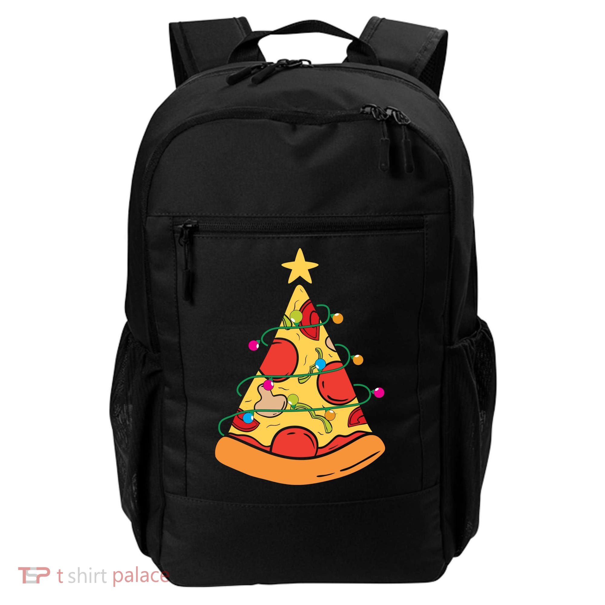 Funny Pizza Christmas Tree Lights Funny Xmas Backpack
