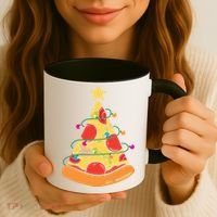 Funny Pizza Christmas Tree Lights Funny Xmas Coffee Mug thumb 3