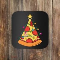 Funny Pizza Christmas Tree Lights Funny Xmas Coaster thumb 0
