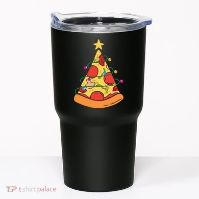 Funny Pizza Christmas Tree Lights Funny Xmas Tumbler