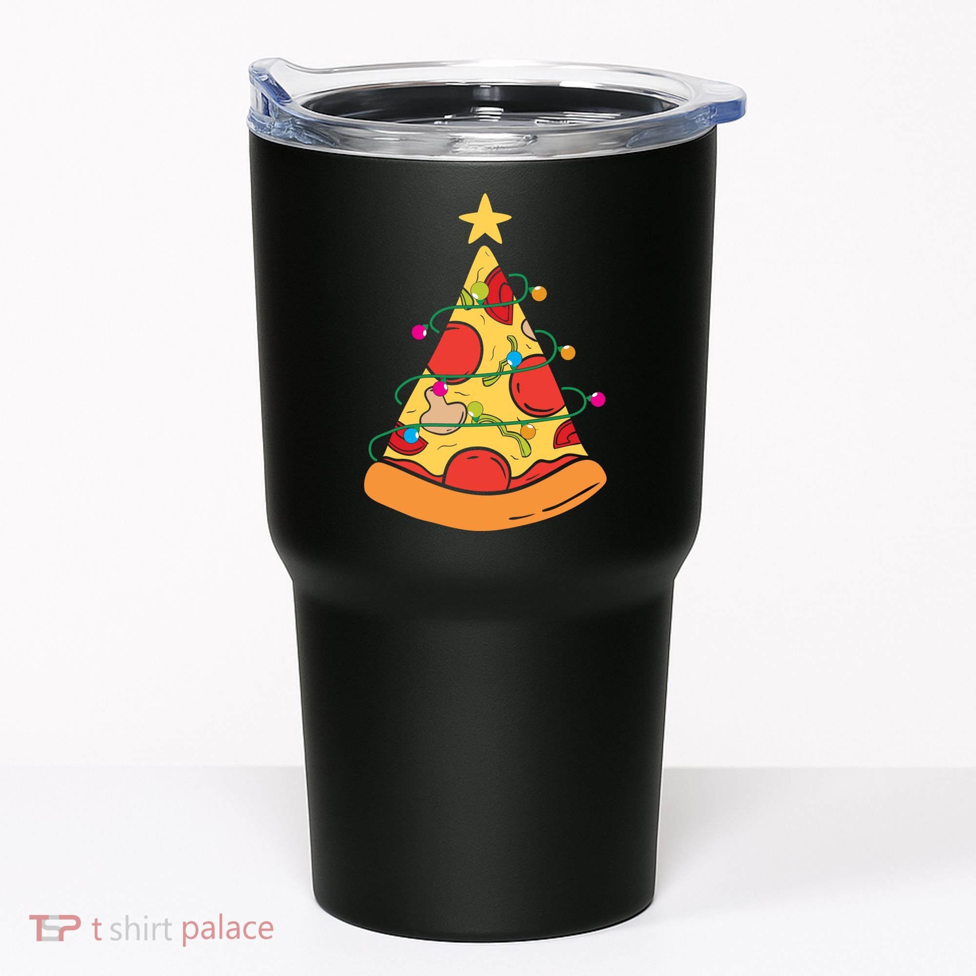 Funny Pizza Christmas Tree Lights Funny Xmas Tumbler