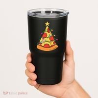 Funny Pizza Christmas Tree Lights Funny Xmas Tumbler thumb 2