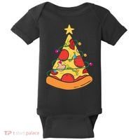 Funny Pizza Christmas Tree Lights Funny Xmas Baby Bodysuit thumb 0