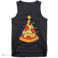 Funny Pizza Christmas Tree Lights Funny Xmas Tank Top thumb 0