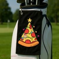Funny Pizza Christmas Tree Lights Funny Xmas Golf Towel thumb 2