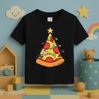 Funny Pizza Christmas Tree Lights Funny Xmas Toddler T-Shirt thumb 3