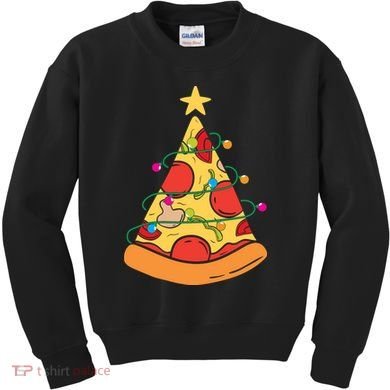 Funny Pizza Christmas Tree Lights Funny Xmas Kids Sweatshirt