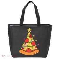 Funny Pizza Christmas Tree Lights Funny Xmas Tote Bag thumb 0