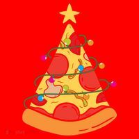 Funny Pizza Christmas Tree Lights Funny Xmas Santa Hat thumb 1