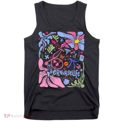 Floral Preppy Coquette Bow ER Nurse Stethoscope Nursing Tank Top