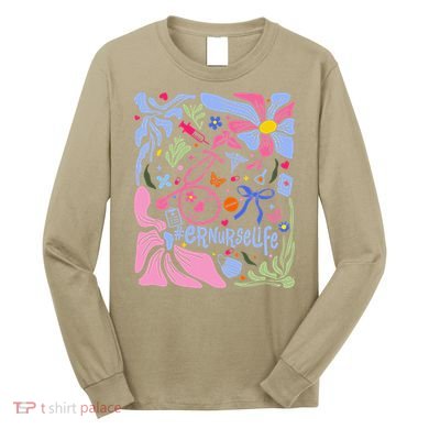 Floral Preppy Coquette Bow ER Nurse Stethoscope Nursing Long Sleeve Shirt