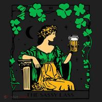Funny PatrickS Day The Sassy Lass Tarot Card Women's Sweatshirt thumb 2
