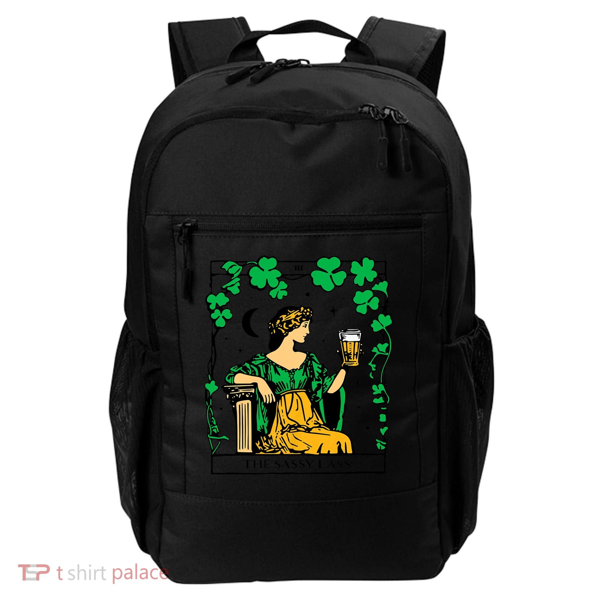 Funny PatrickS Day The Sassy Lass Tarot Card Backpack