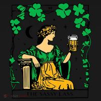 Funny PatrickS Day The Sassy Lass Tarot Card Backpack thumb 2