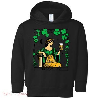 Funny PatrickS Day The Sassy Lass Tarot Card Toddler Hoodie