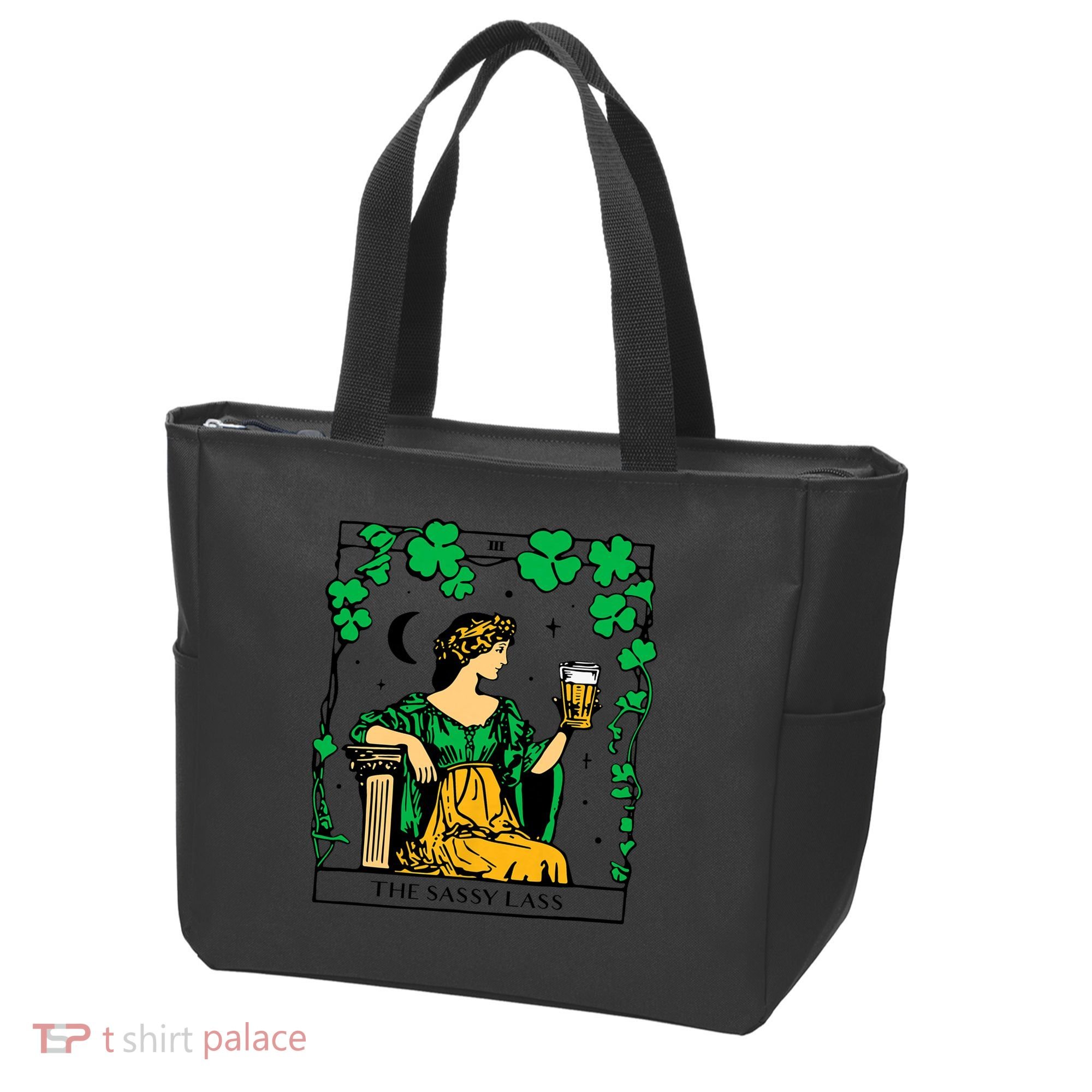 Funny PatrickS Day The Sassy Lass Tarot Card Tote Bag