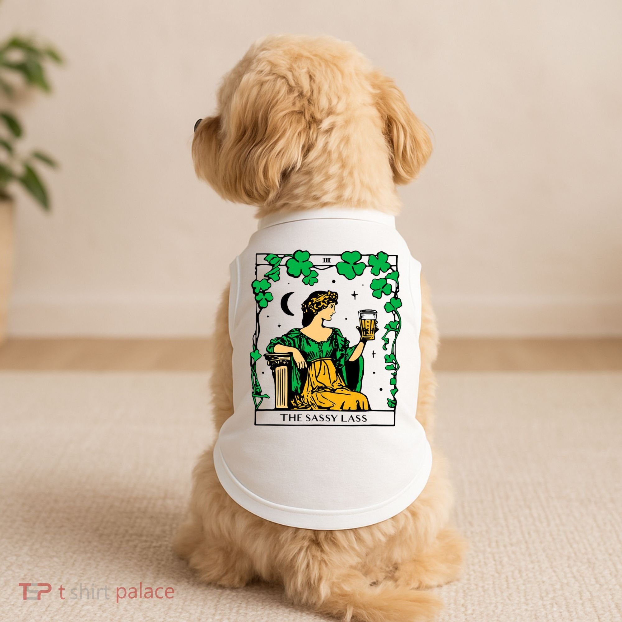 Funny PatrickS Day The Sassy Lass Tarot Card Doggie Tank