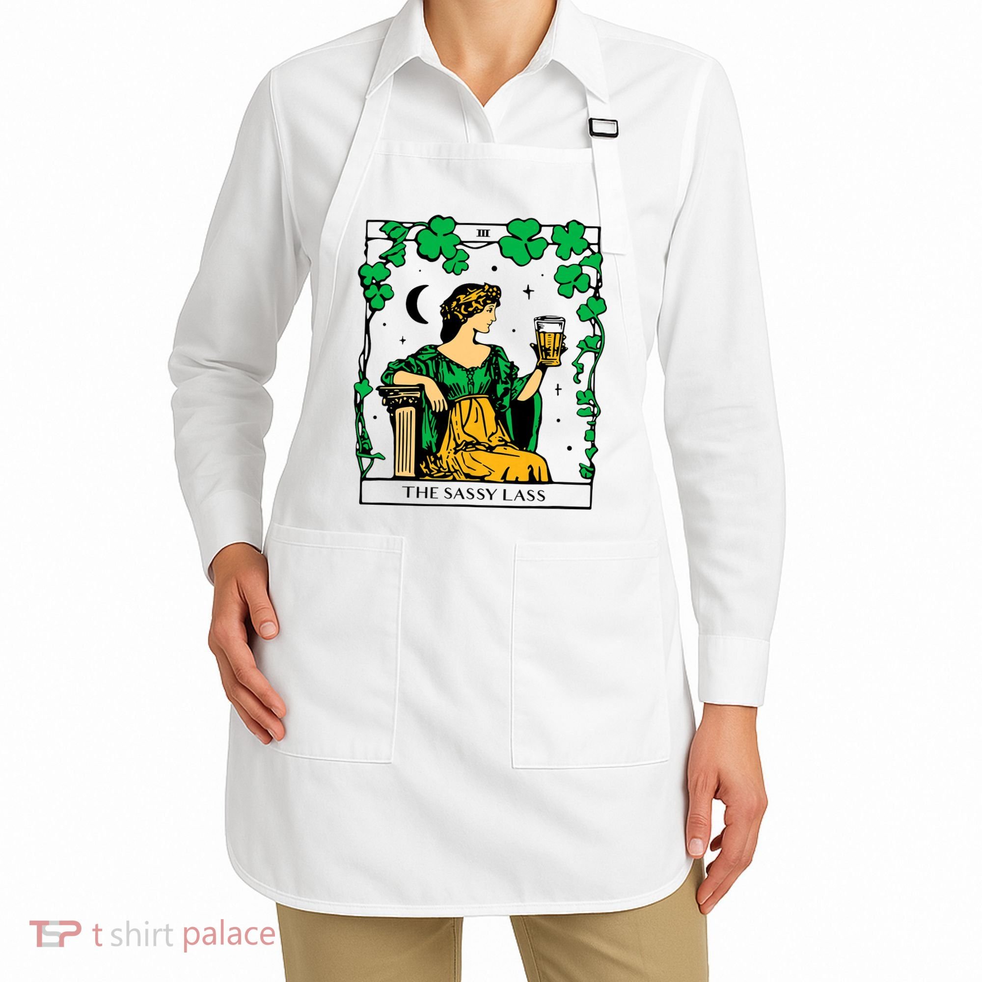 Funny PatrickS Day The Sassy Lass Tarot Card Apron