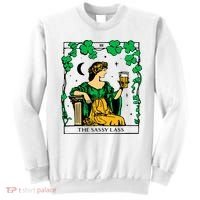 Funny PatrickS Day The Sassy Lass Tarot Card Sweatshirt thumb 0