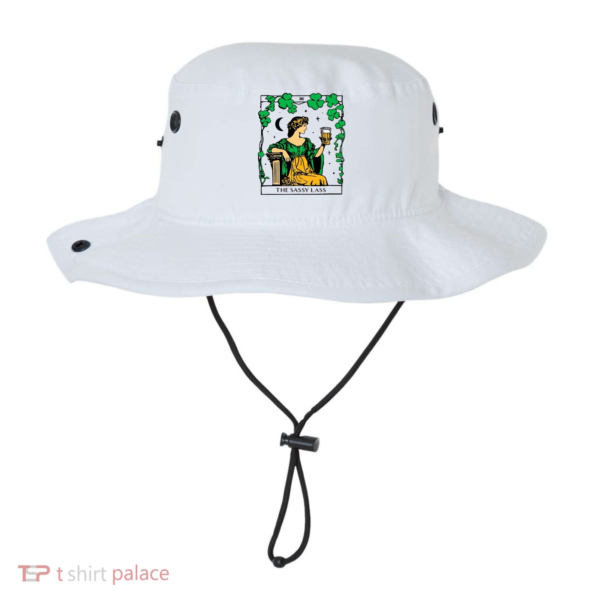 Funny PatrickS Day The Sassy Lass Tarot Card Bucket Hat