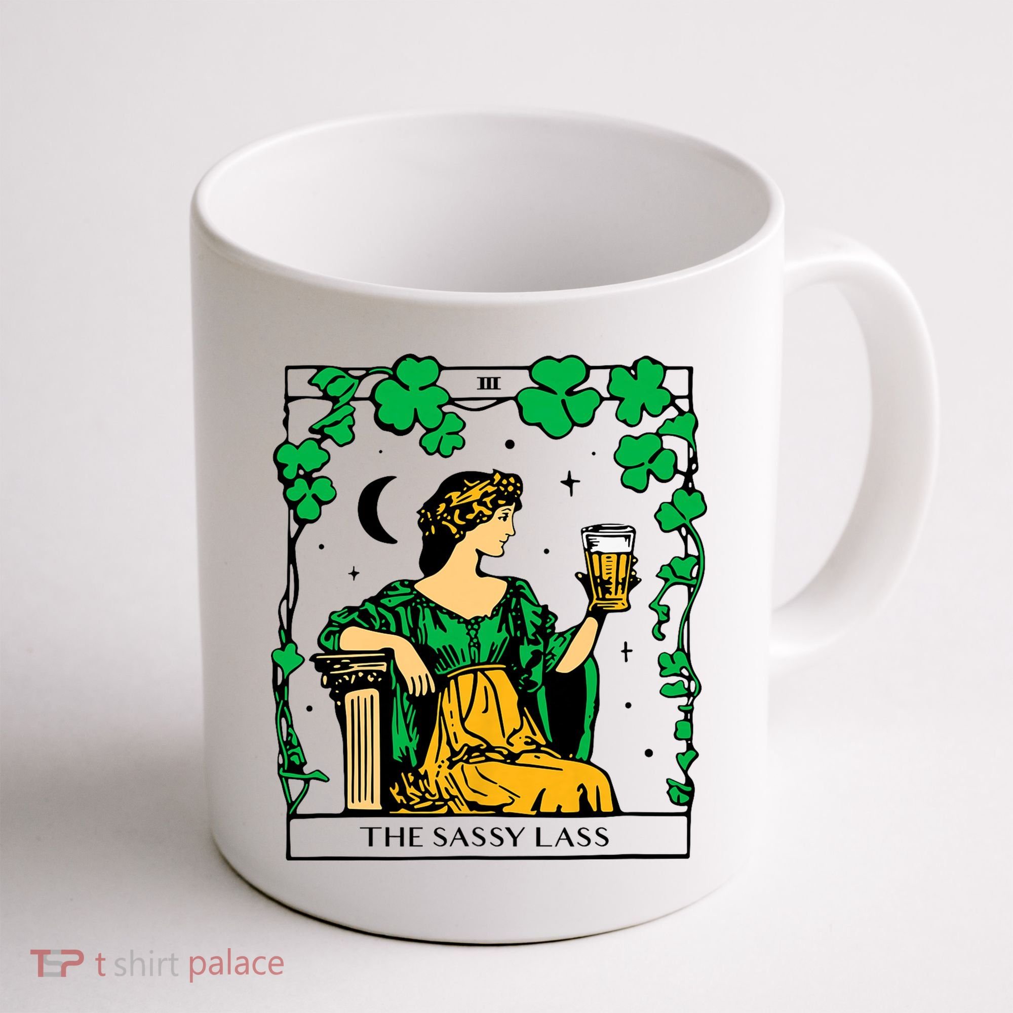 Funny PatrickS Day The Sassy Lass Tarot Card Coffee Mug