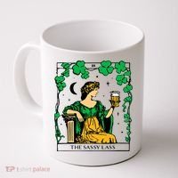 Funny PatrickS Day The Sassy Lass Tarot Card Coffee Mug thumb 0