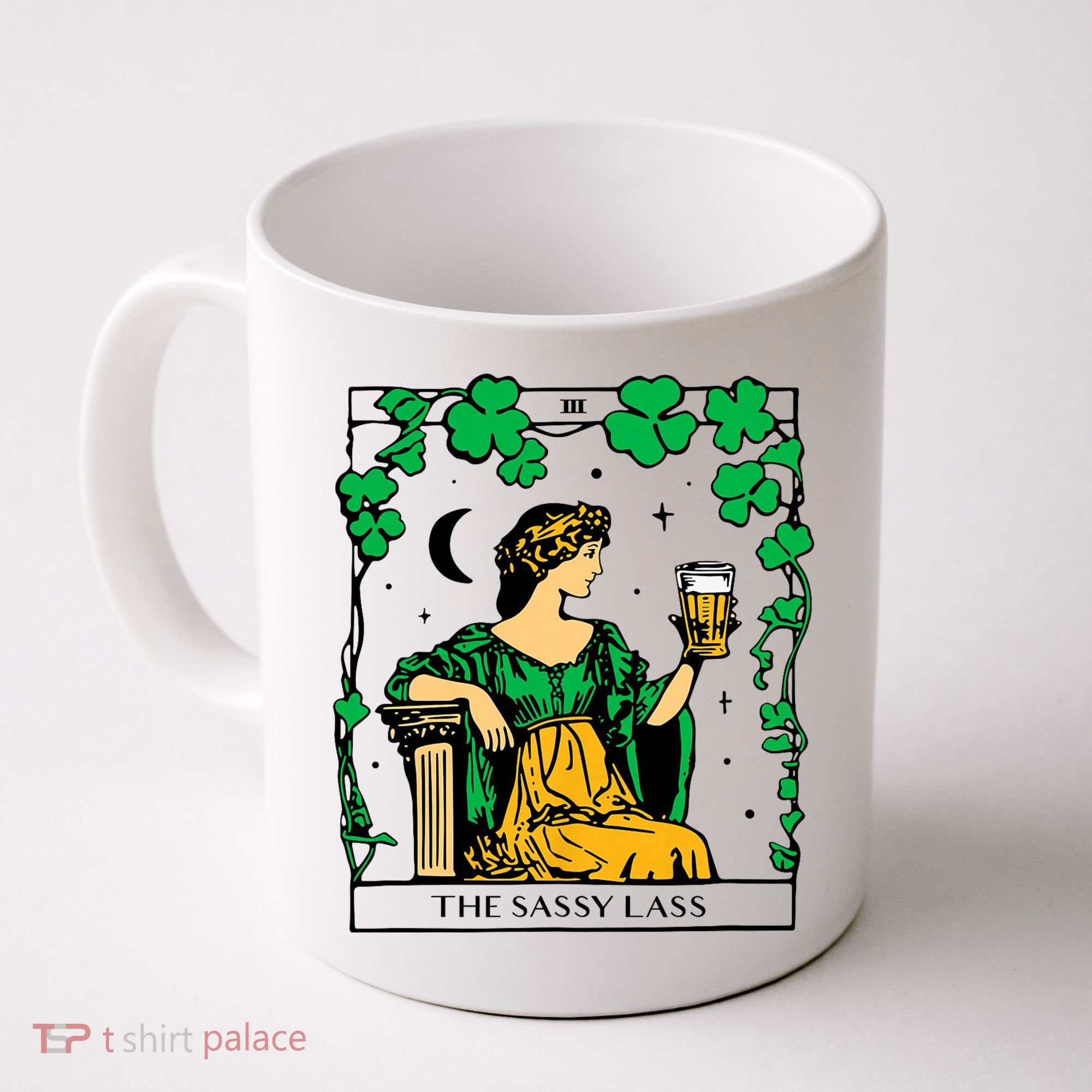 Funny PatrickS Day The Sassy Lass Tarot Card Coffee Mug