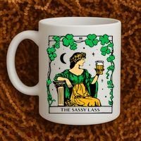 Funny PatrickS Day The Sassy Lass Tarot Card Coffee Mug thumb 2
