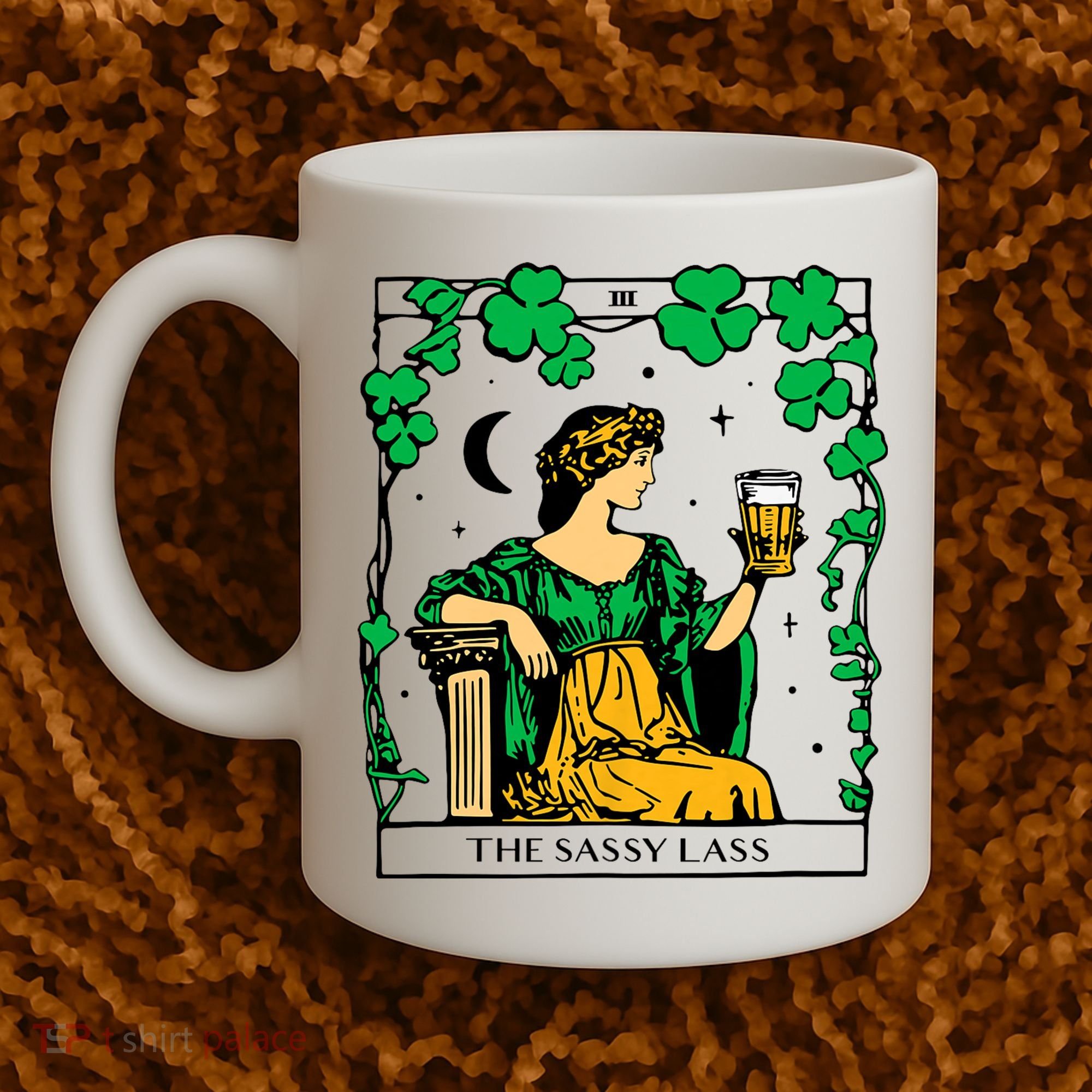 Funny PatrickS Day The Sassy Lass Tarot Card Coffee Mug