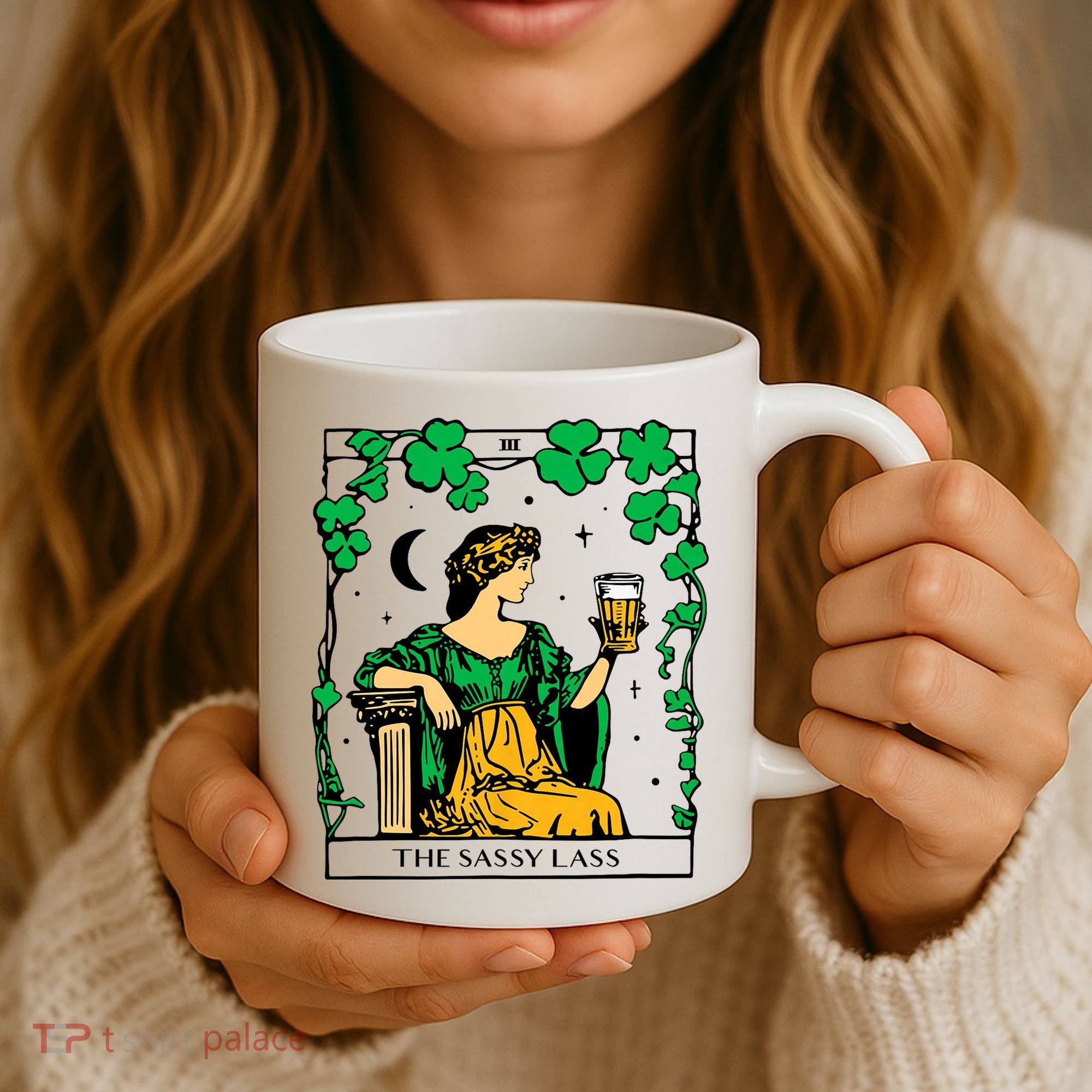Funny PatrickS Day The Sassy Lass Tarot Card Coffee Mug