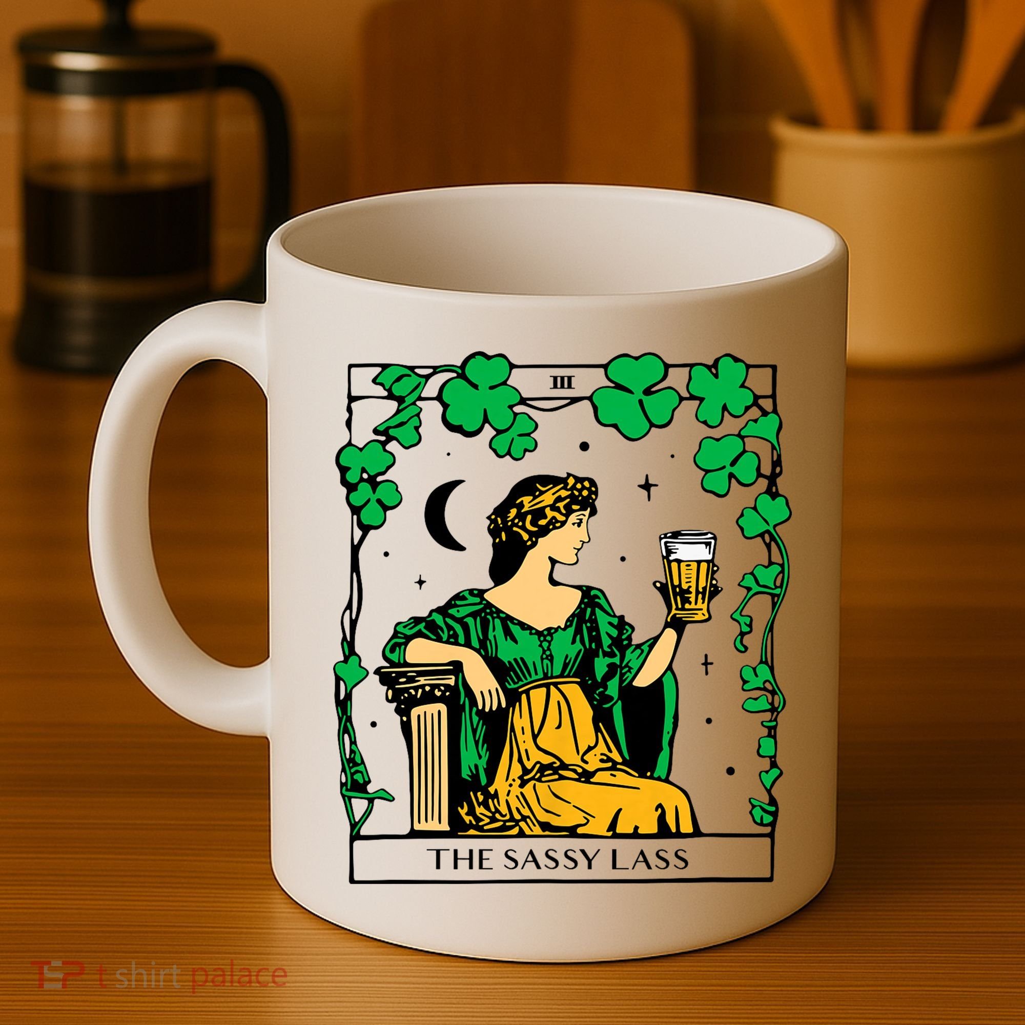 Funny PatrickS Day The Sassy Lass Tarot Card Coffee Mug