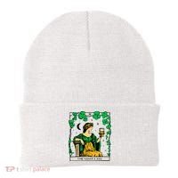 Funny PatrickS Day The Sassy Lass Tarot Card Beanie thumb 0