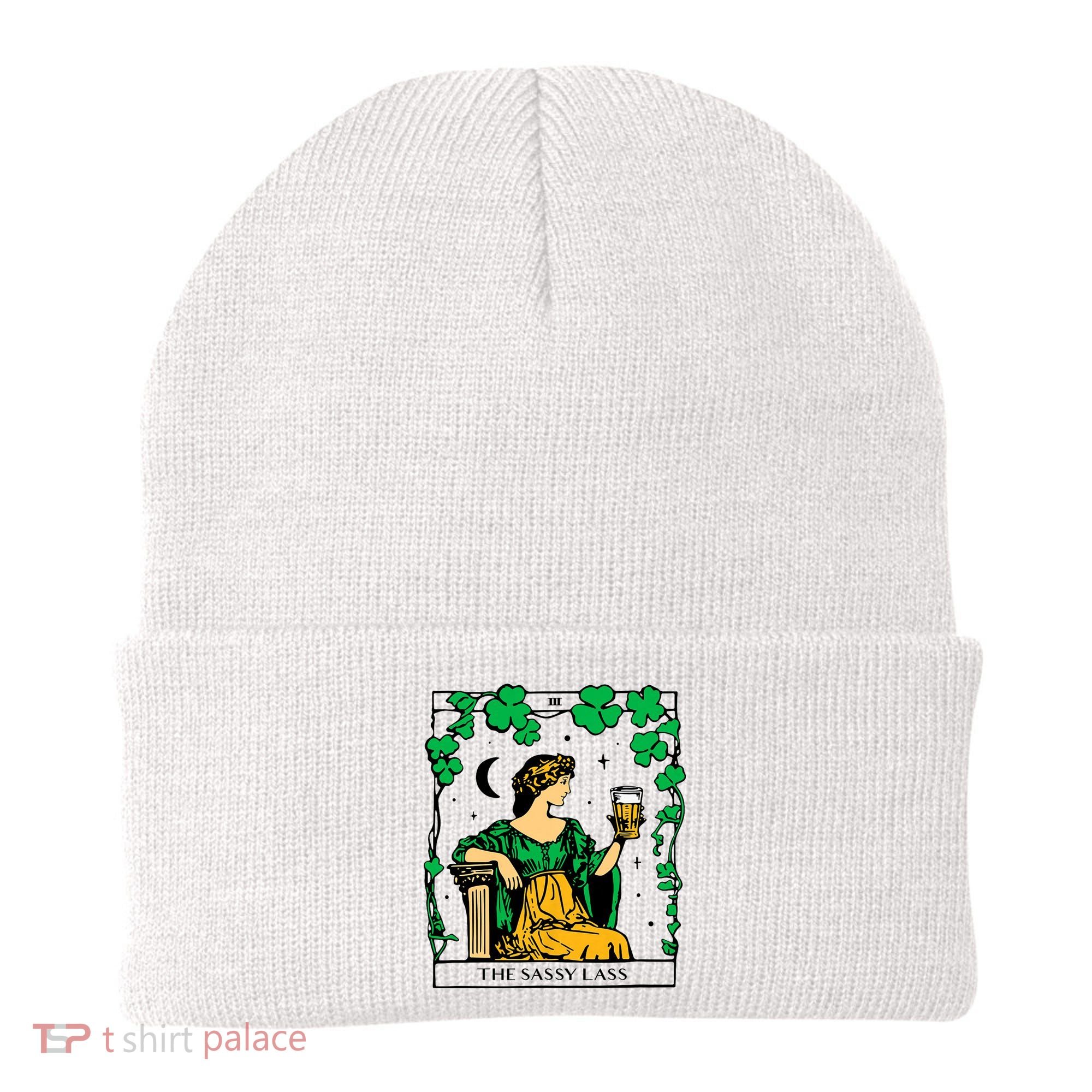 Funny PatrickS Day The Sassy Lass Tarot Card Beanie
