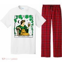 Funny PatrickS Day The Sassy Lass Tarot Card Pajama Set thumb 0