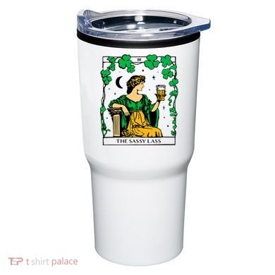 Funny PatrickS Day The Sassy Lass Tarot Card Tumbler