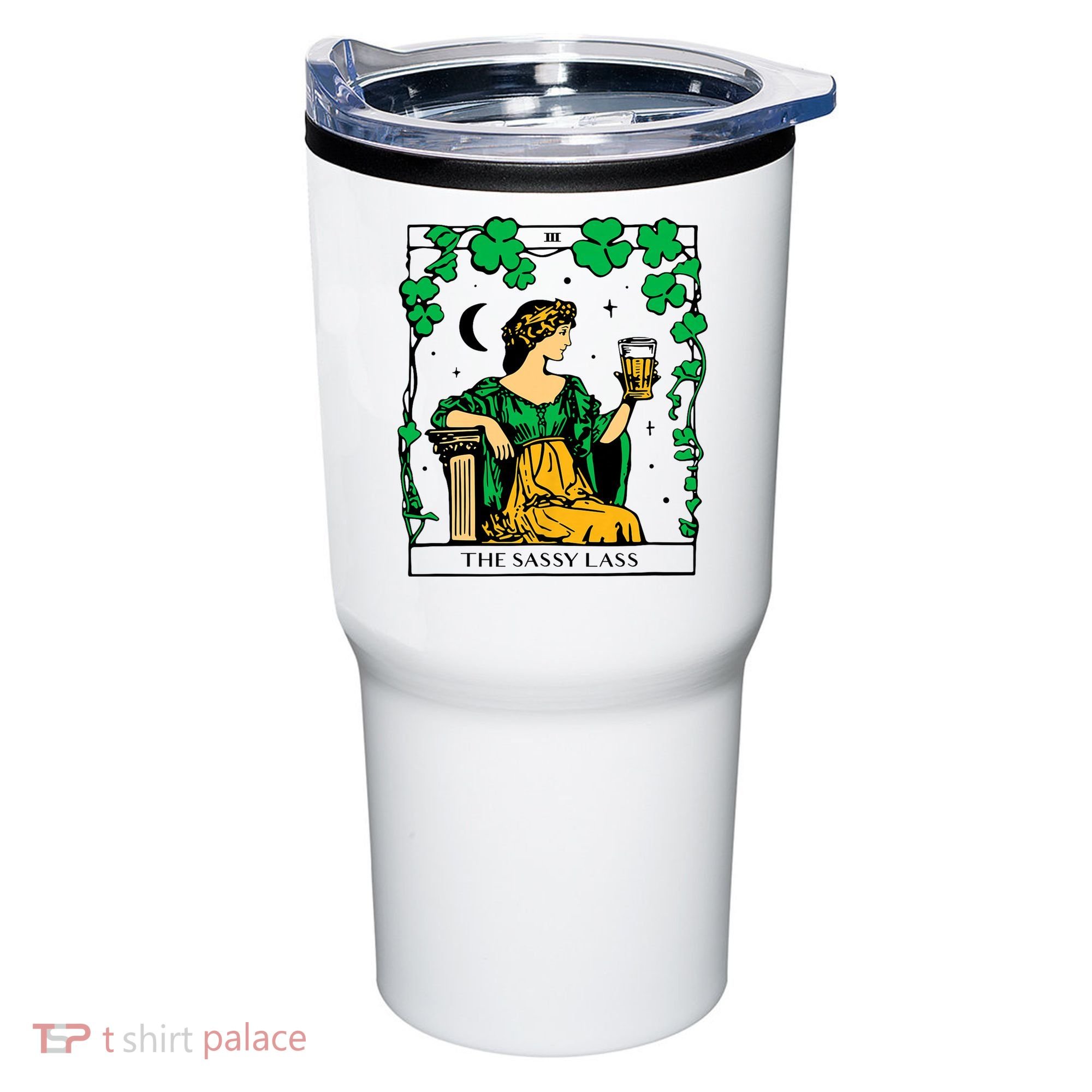 Funny PatrickS Day The Sassy Lass Tarot Card Tumbler