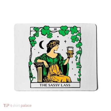 Funny PatrickS Day The Sassy Lass Tarot Card Mousepad