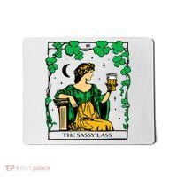 Funny PatrickS Day The Sassy Lass Tarot Card Mousepad thumb 0